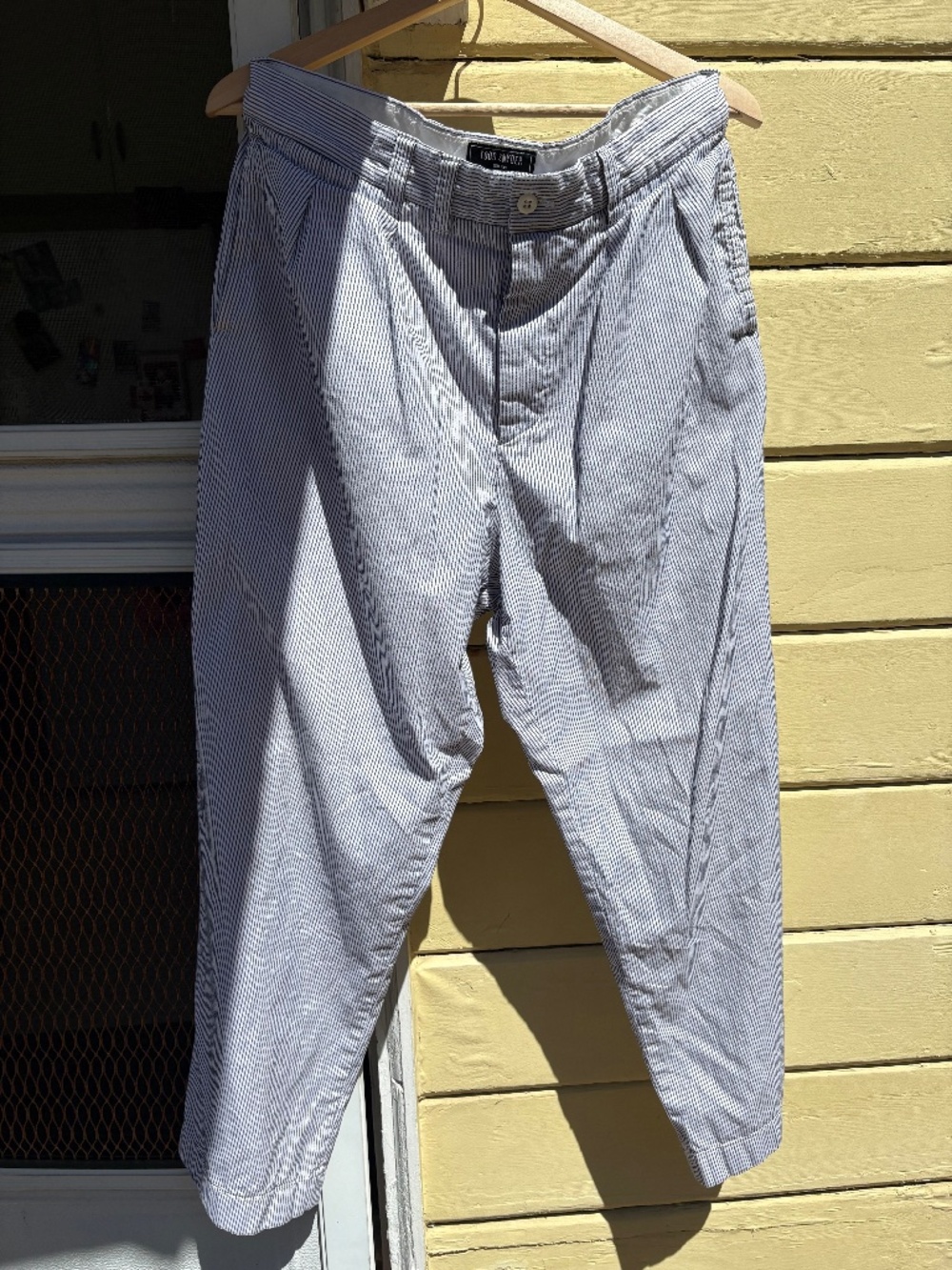 Todd Snyder White/Navy Pinstripe Seersucker Slacks Mens 34